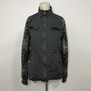 Mossimo Supply Co. Utility Knit Pattern Tie String Sweater Zip Up Jacket Coat SM